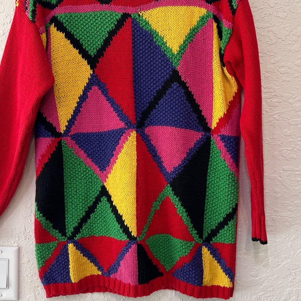 Vintage In Charge Retro Colorblock Geometric Knit Sweater - Picture 3 of 7